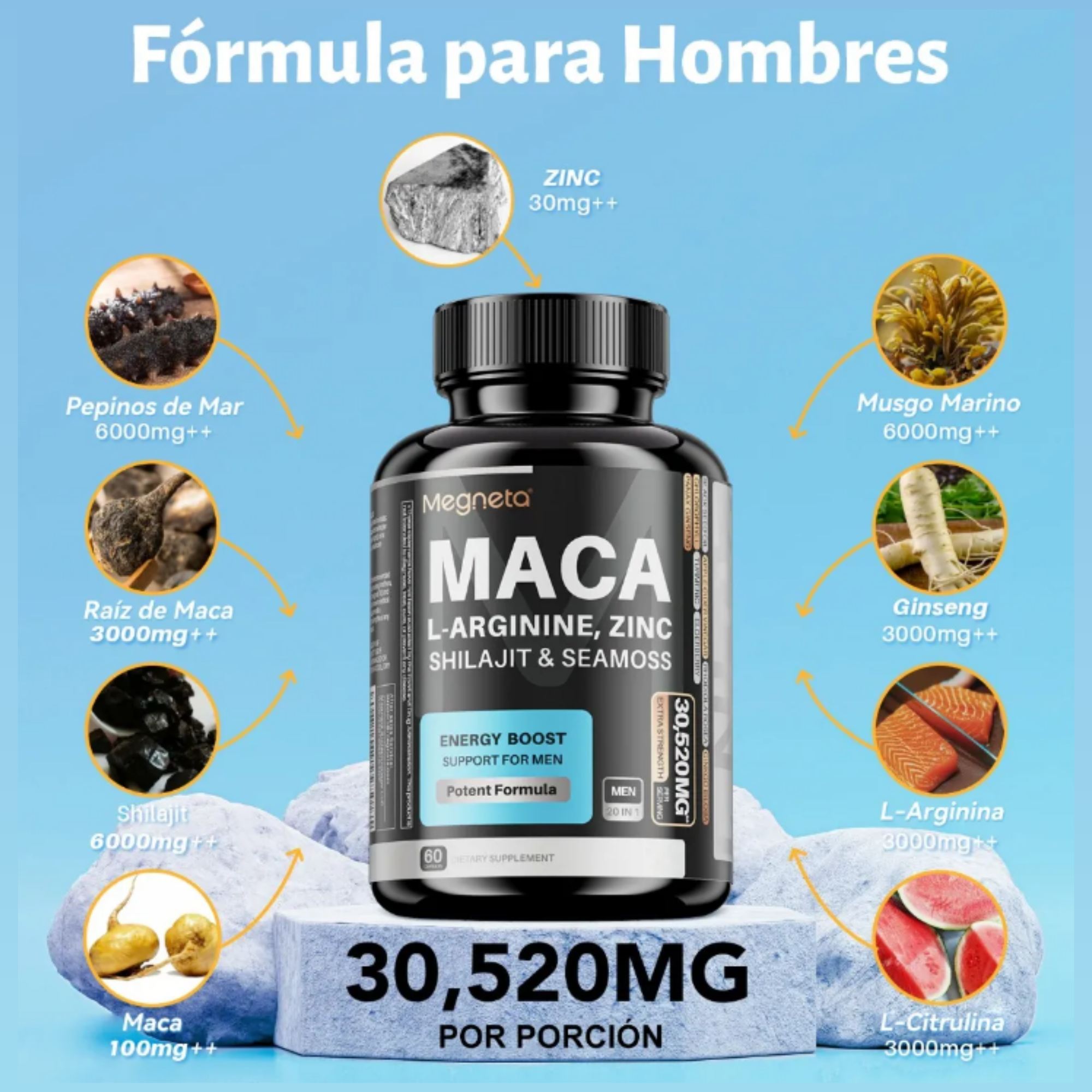 Suplemento Megneta Maca Hombres 60 Cp